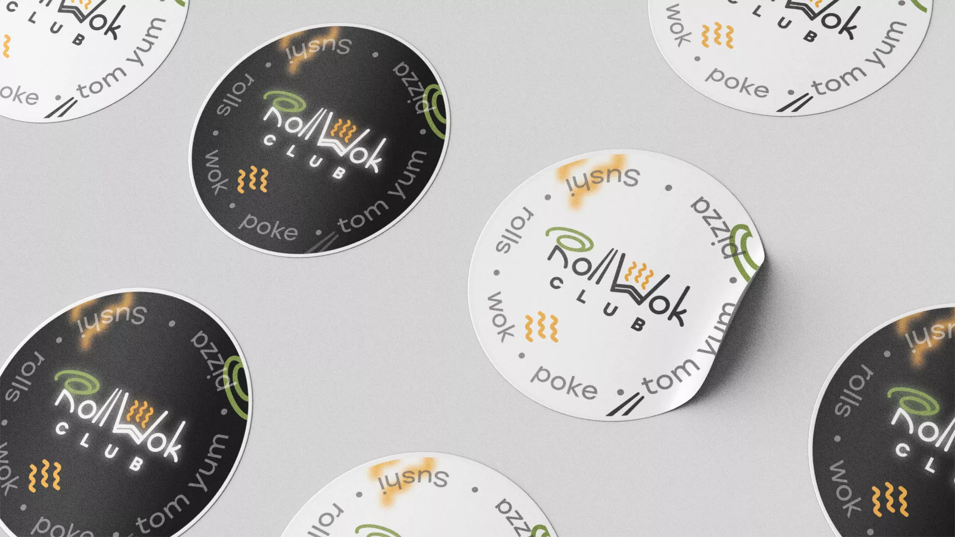 Разработка наклеек для суши-бара «Roll Wok Club» в Тайшете
